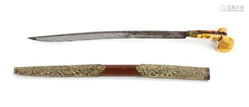 A Turkish Silver-Gilt Yataghan Sword