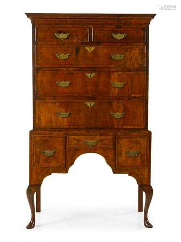 A George I Walnut Chest on Stand