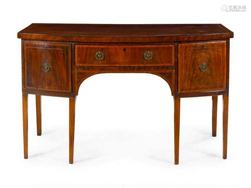 A George III Figured Mahogany Bowfront Sideboard