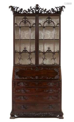 A George III Carved Mahogany Slant-Front Secretary