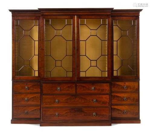 A George III Style Mahogany Breakfront Bookcase