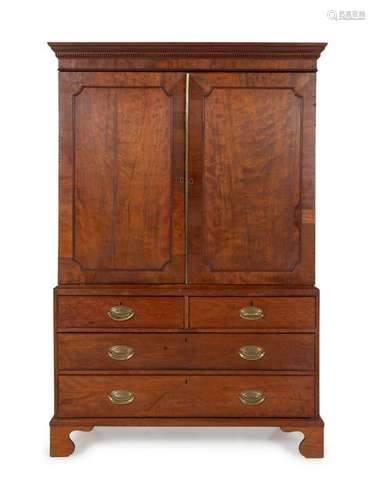 A George III Style Figured Mahogany Linen Press