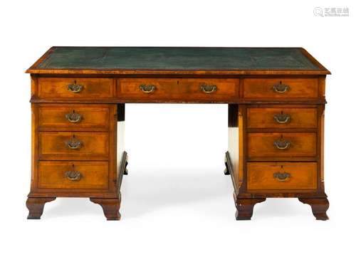 An English Walnut Pedestal Desk