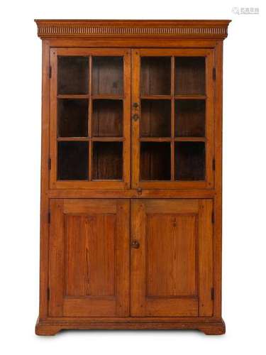 A Federal Carved Pine Cupboard