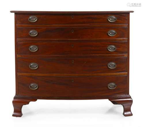 A Federal Figured Mahogany Bow-Front Chest of Drawers