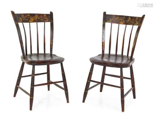 A Pair of Classical Grain-Painted and Stencil-Decorated