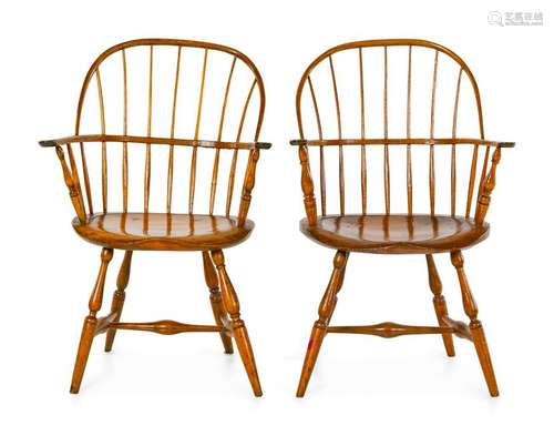 A Pair of American Sack Back Windsor Armchairs