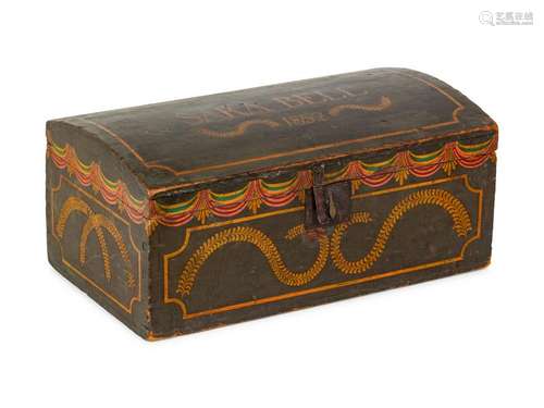 A Classical Polychrome Painted Pine Dome-Top Blanket