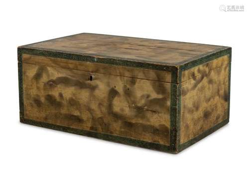 A Federal Smoke-Decorated Pine Document Box