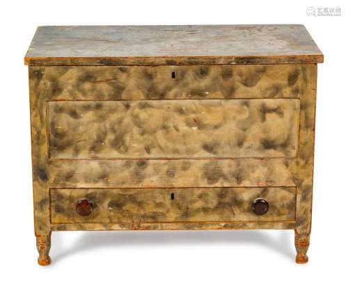 A Federal Smoke-Decorated Pine and Poplar One-Drawer