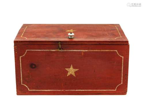 A Federal Red and White Painted Pine Box