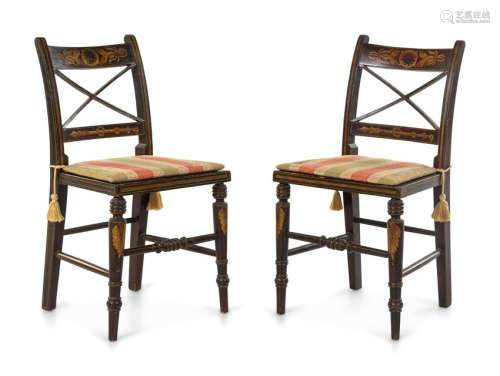 A Pair of Classical Grain-Painted and Stencil Decorated