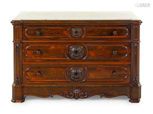 A Rococo Revival Rosewood Chest of Drawers