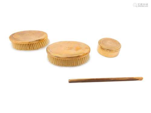 An American 14-Karat Gold Four-Piece Dresser Set