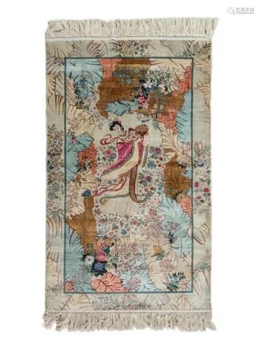A Tabriz Pictorial Silk Rug
