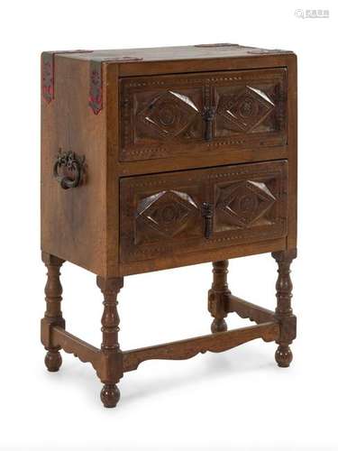 A Spanish Iron Mounted Walnut Side Table