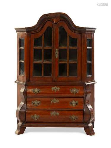 A Diminutive Dutch Gilt Metal Mounted Mahogany Bookcase