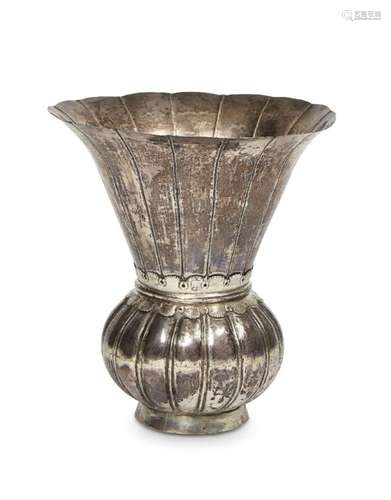 A rare Dutch Colonial silver spittoon, Indonesia, Batavia, circa 18th century, on a short foot,