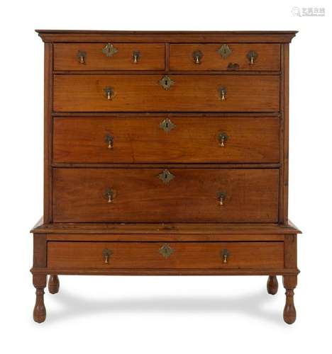 A William and Mary Walnut Chest on Stand