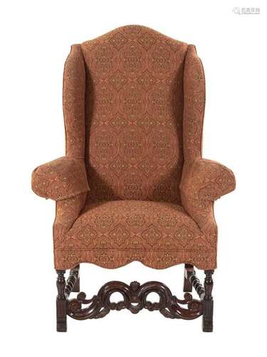 A William and Mary Style Walnut Wingback Chair