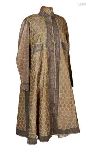 A Mughal gilt-metal thread robe, India, 18th century, the main body with large silver metal-thread