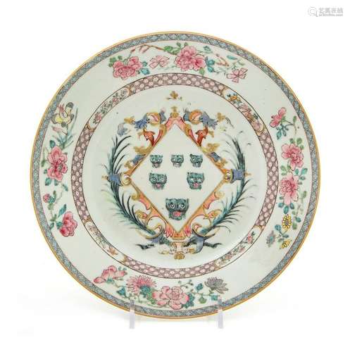 A Chinese Export Armorial Porcelain Plate