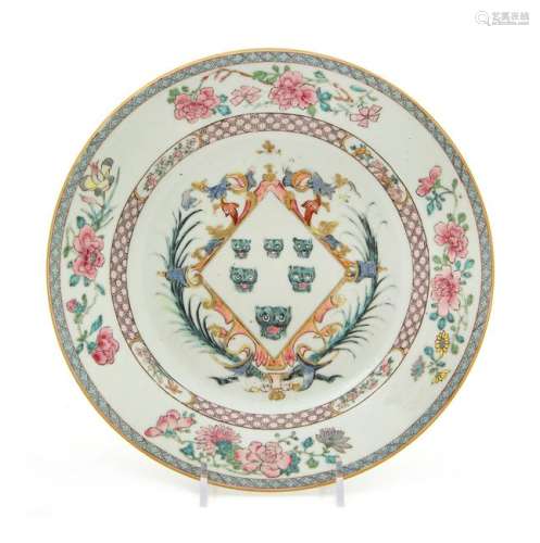 A Chinese Export Armorial Porcelain Plate