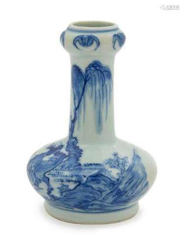 A Chinese Blue and White Porcelain Bottle VaseÂ