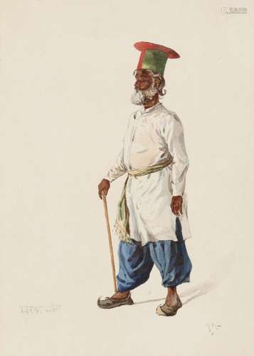 Alfred Crowdy Lovett (1862-1919), Snake Charmer, Belouch Chief and Sindhi Merchant, Bombay, 1884,