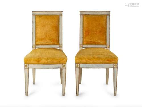 A Pair of Louis XVI Painted Side Chairs