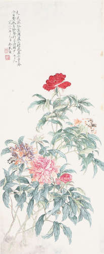 俞致贞(1915-1995) 花深红叶 设色 纸本立轴
