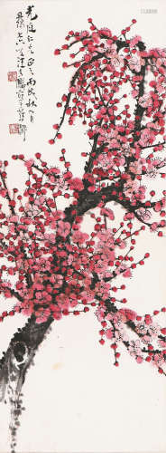 汪吉麟(1871-1960) 红梅 设色 纸本立轴