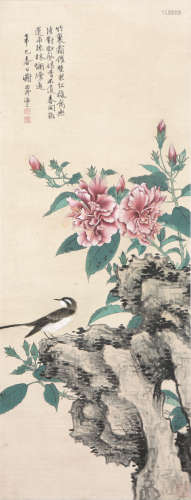 谢稚柳(1910-1997) 烟乡烂漫 设色 绢本立轴