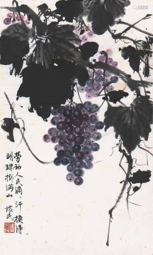 周怀民(1906-1996) 葡萄 设色 纸本软片