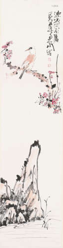 陈子庄(1913-1976) 栖雀图 设色 纸本立轴
