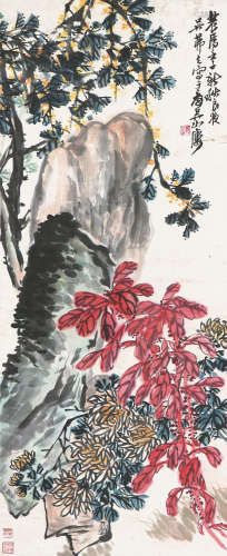 吴茀之(1900-1977) 秋色斑斓 设色 纸本立轴