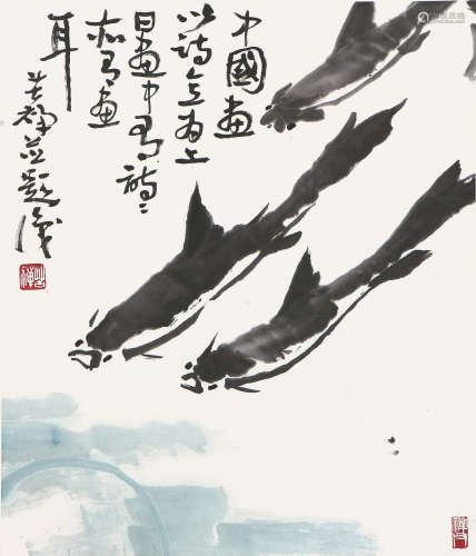 李苦禅(1899-1983) 三余图 设色 纸本立轴