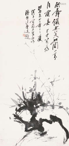 汪声远(1886-1969) 双清 设色 纸本立轴