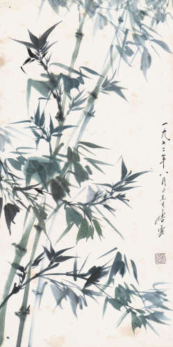 唐 云(1910-1993) 绿竹 设色 纸本立轴