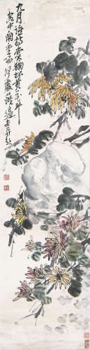 吴昌硕(1844-1927) 菊石图 设色 纸本立轴