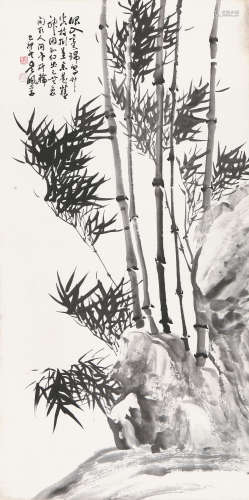 吴佩孚(1874-1939) 竹石图 水墨 纸本立轴