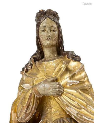 A Continental Painted Figure of a Saint