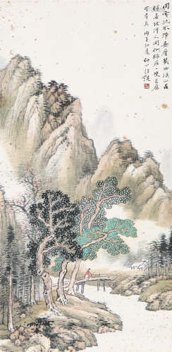 汪 琨(1877-1946) 春山图 设色 纸本立轴