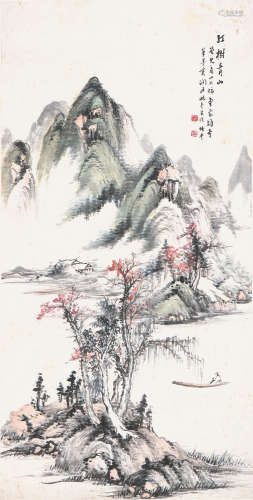 姚叔平(1882-1927) 红树青山 设色 纸本立轴