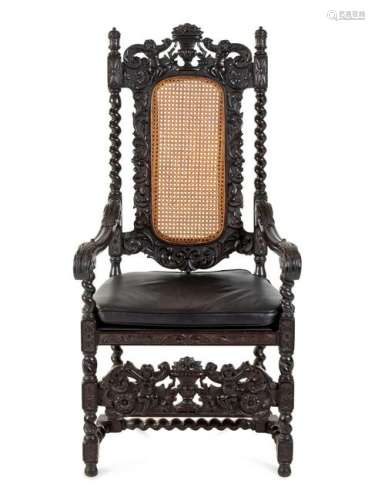 A Renaissance Revival Carved Mahogany Armchair Height