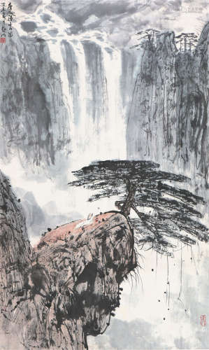 亚 明(1924-2002) 唐人诗意图 设色 纸本立轴