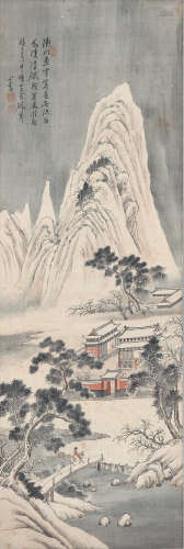 溥 儒(1896-1963) 松雪策杖 设色 绢本立轴