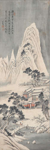 溥 儒(1896-1963) 松雪策杖 设色 绢本立轴