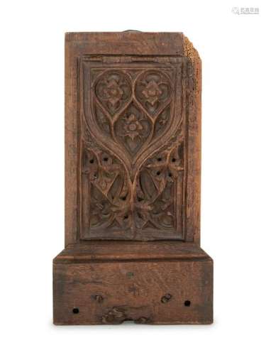 A Gothic Carved Oak Cabinet Panel