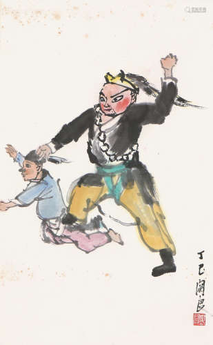 关 良(1900-1986) 戏剧人物 设色 纸本立轴